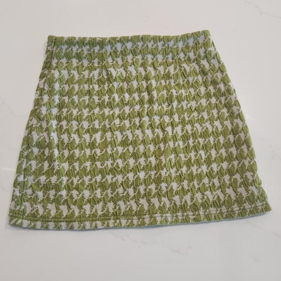 Y2K Urban Outfitters Sz S Mini Skirt sage green houndstooth Schoolgirl Clueless - Picture 6 of 9